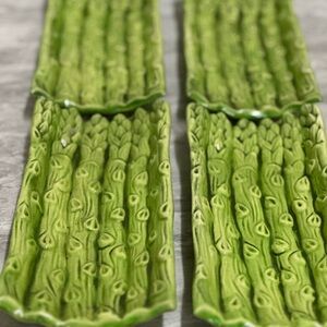 Green Asparagus Ceramic Plates